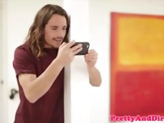 Busty stepmom caught cheating by stepson