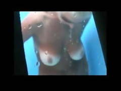 Spying Tan Line Babe in Beach Shower BVR