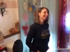 Busty wife gets bent over and fucked by a big cock